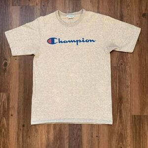 Champion Mens T-Shirt Medium Crew Neck Short Sleeve Logo Gray Casual Tee‎